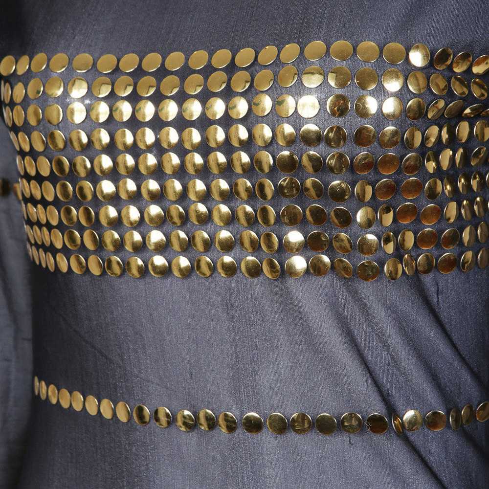 1990s Sheer Black and Gold Studded Gown - image 3
