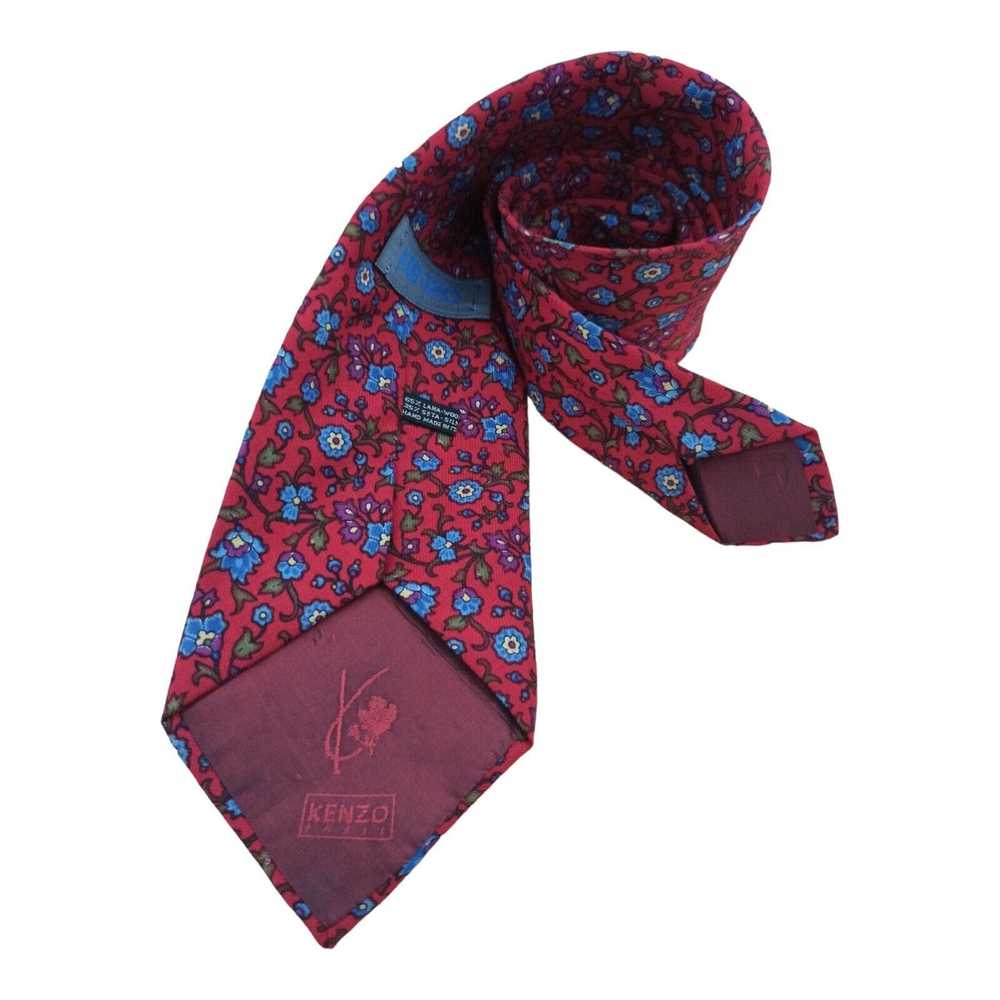 Kenzo KENZO PARIS Red Floral Silk Tie ITALY 58"/ … - image 6