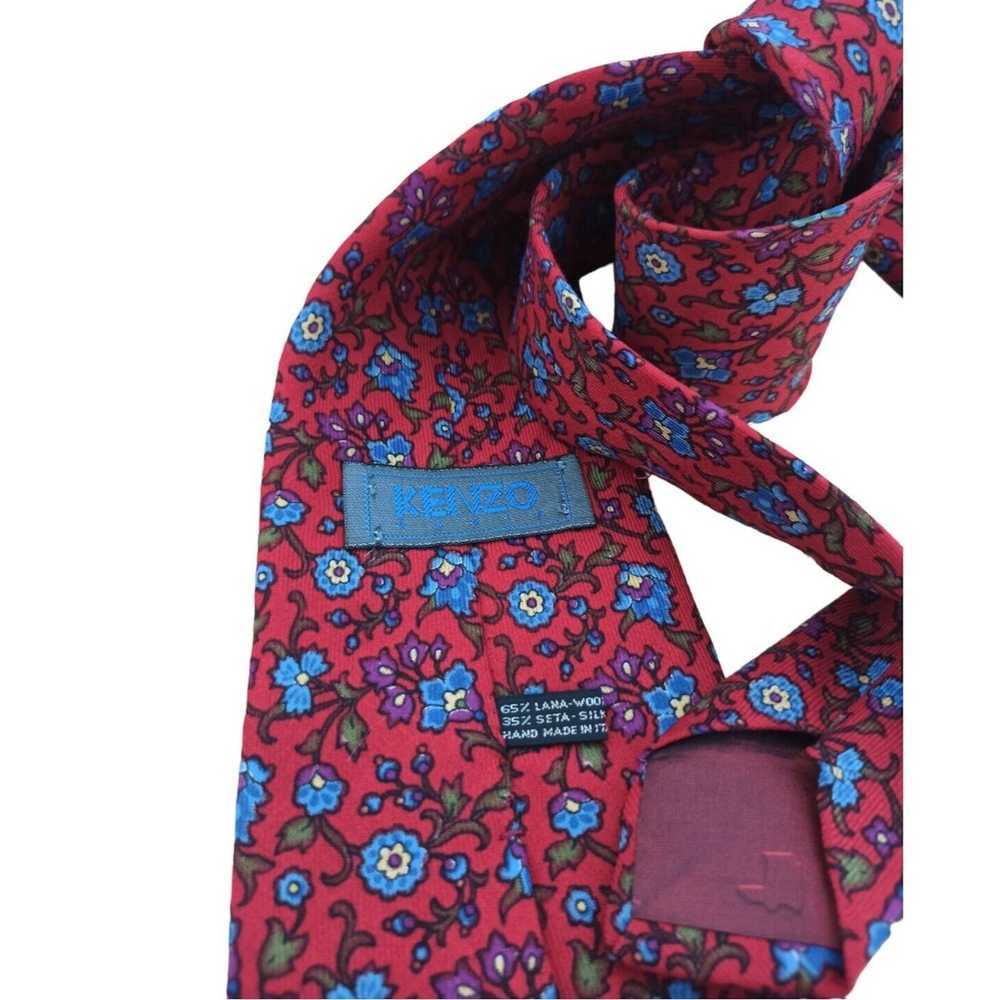 Kenzo KENZO PARIS Red Floral Silk Tie ITALY 58"/ … - image 7