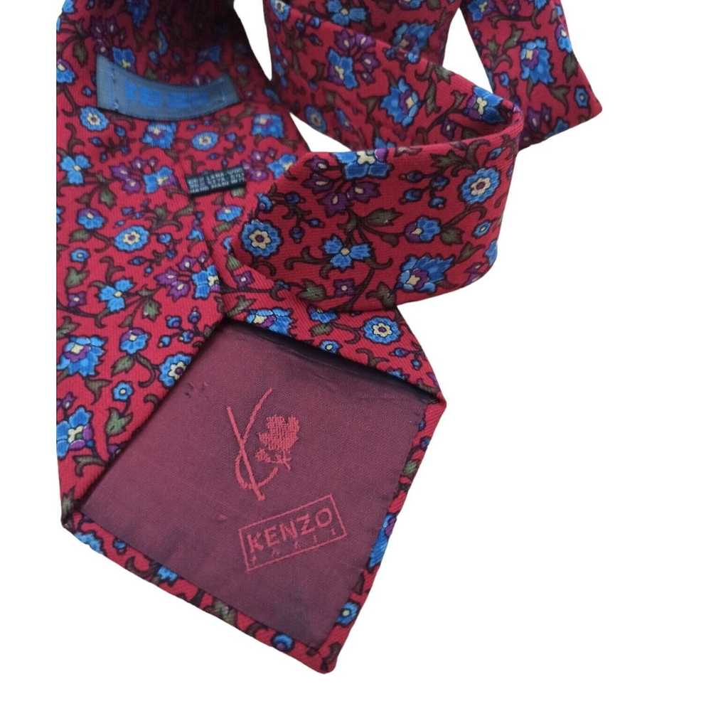 Kenzo KENZO PARIS Red Floral Silk Tie ITALY 58"/ … - image 9