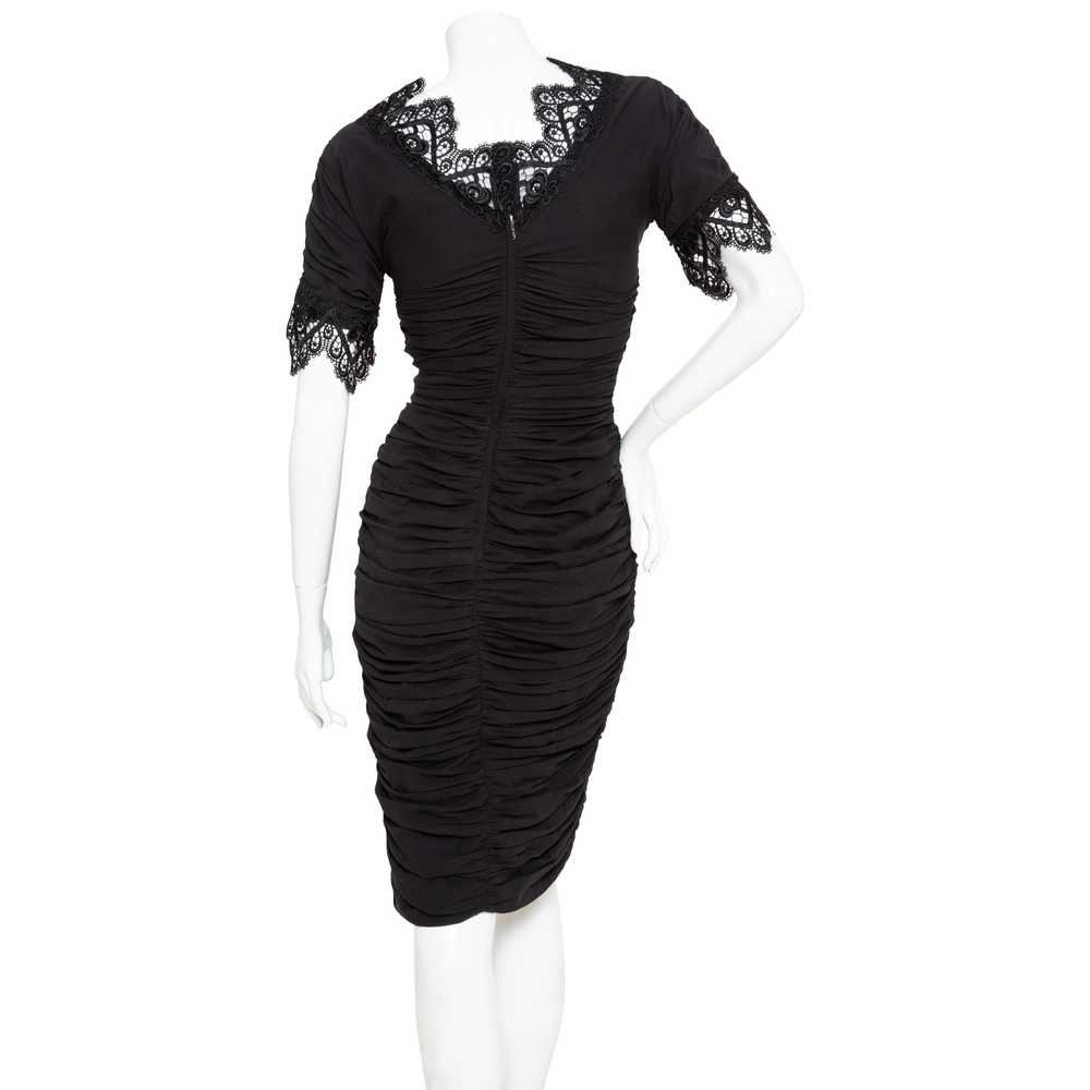 Black Lace Trim Ruched Dress - image 4