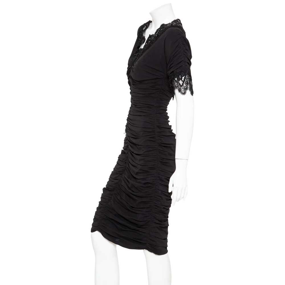 Black Lace Trim Ruched Dress - image 5