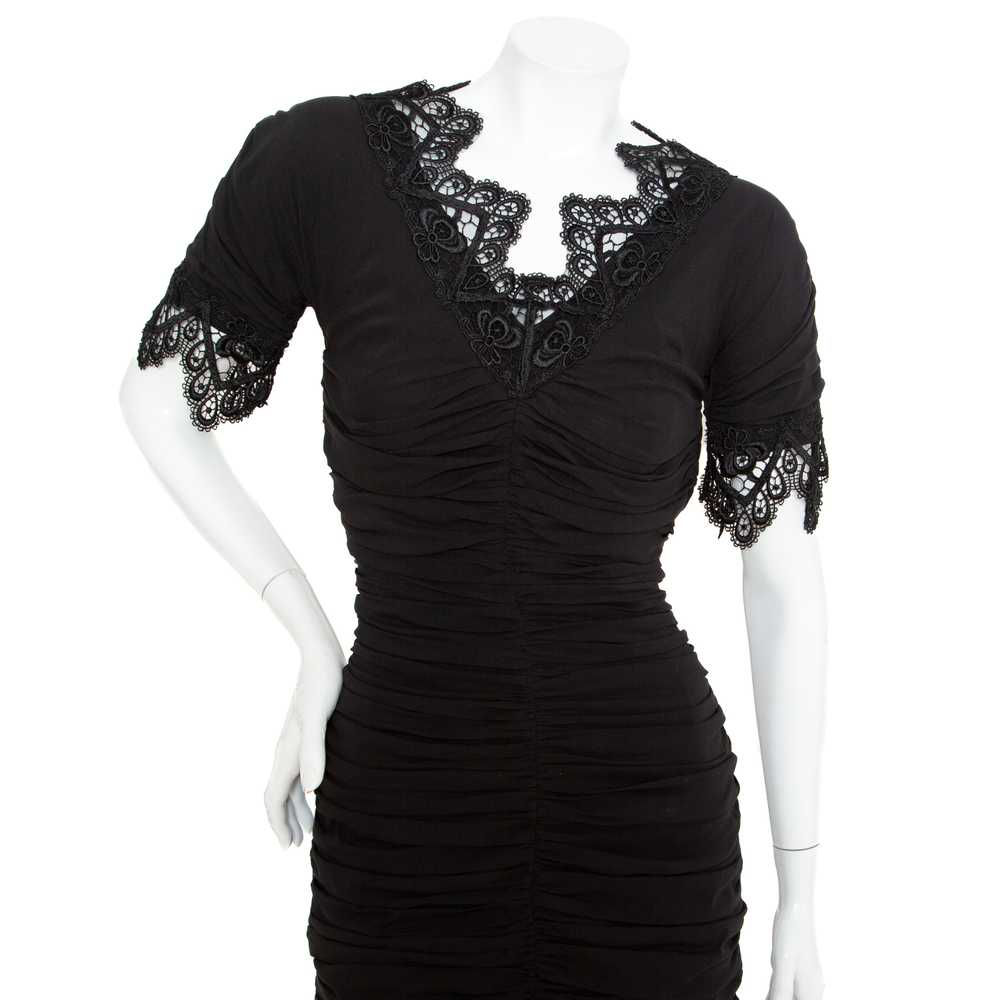 Black Lace Trim Ruched Dress - image 6