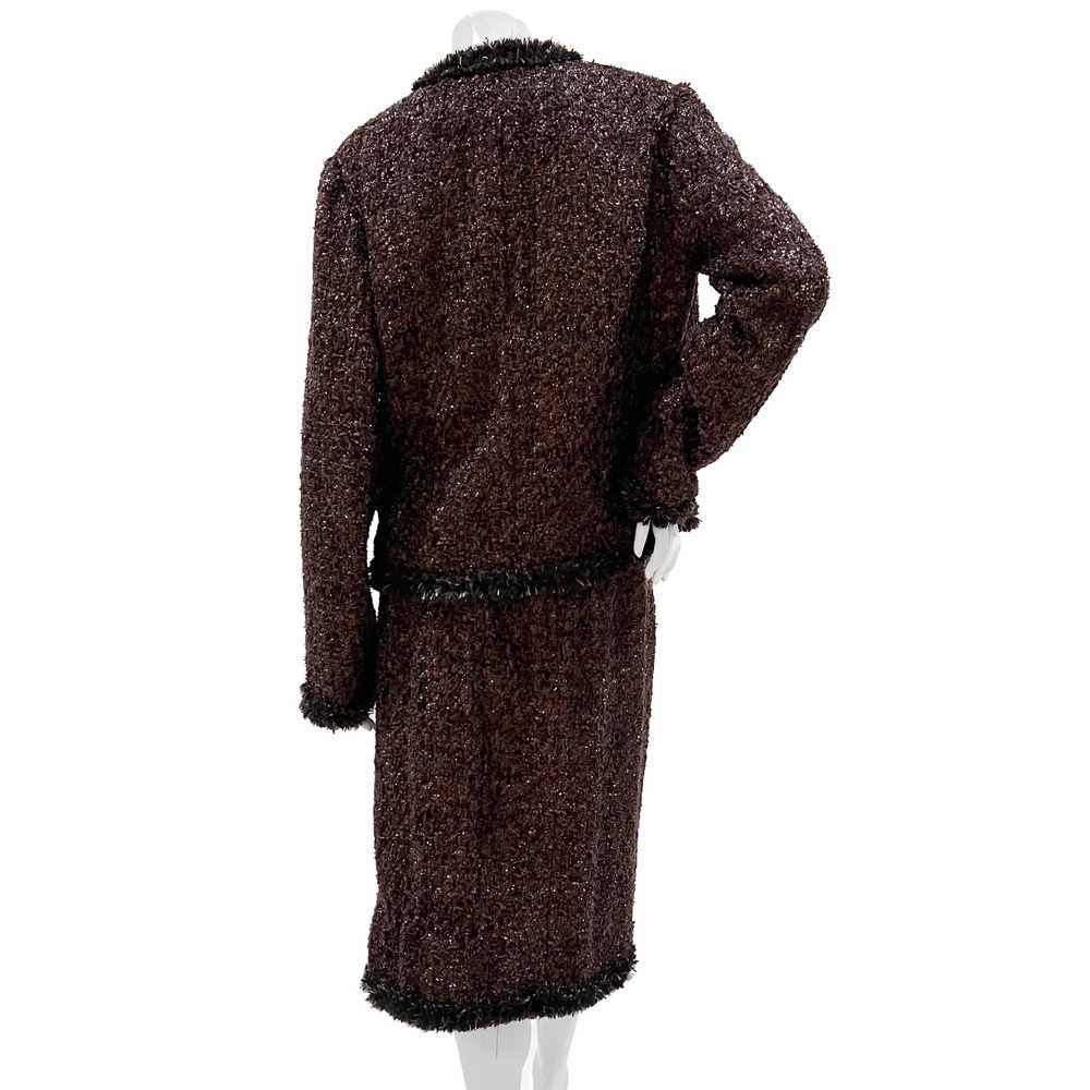 Brown Wool Blend Tweed Skirt Suit - image 2