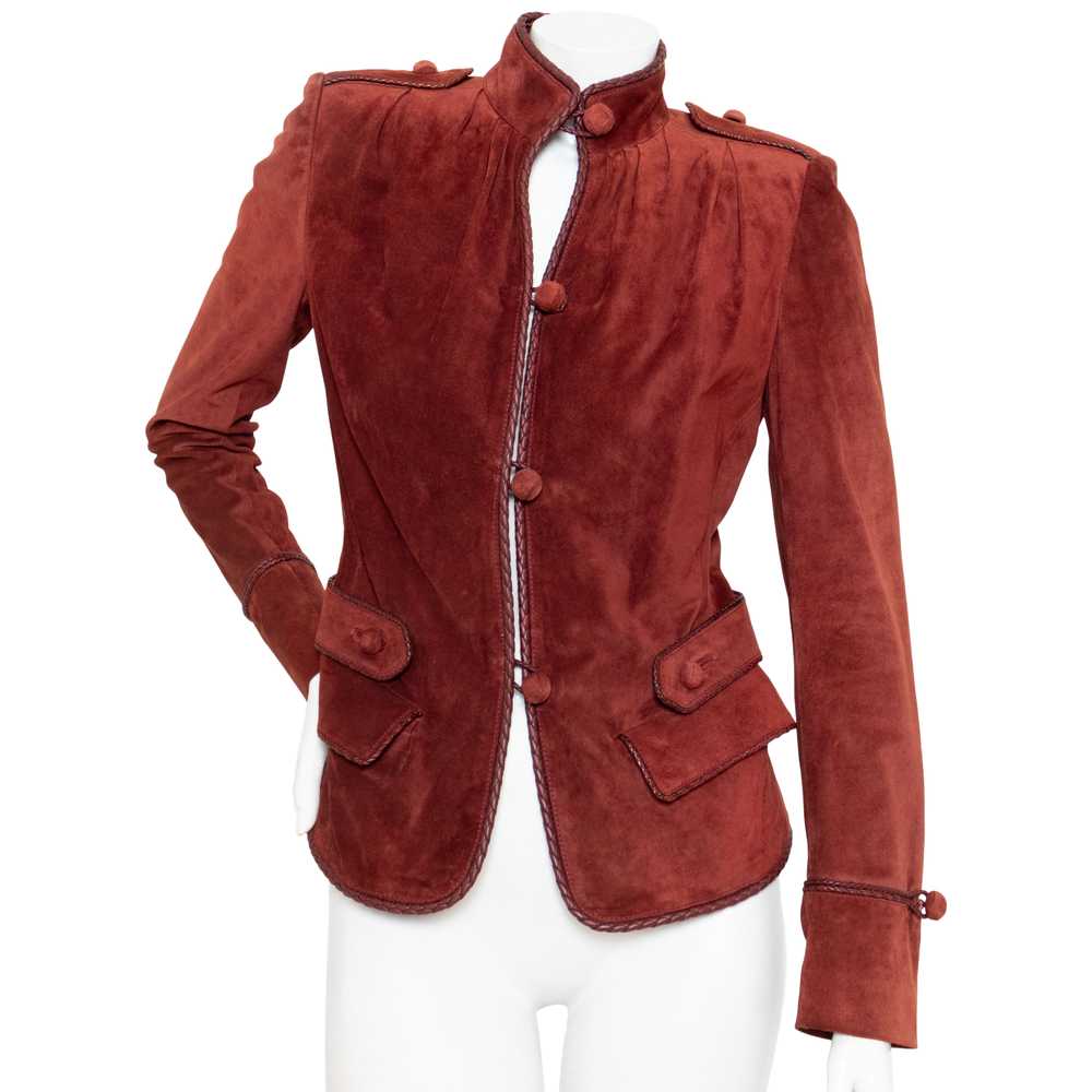 Early 2000s Burgundy Suede Whipstitch Jacket - image 1