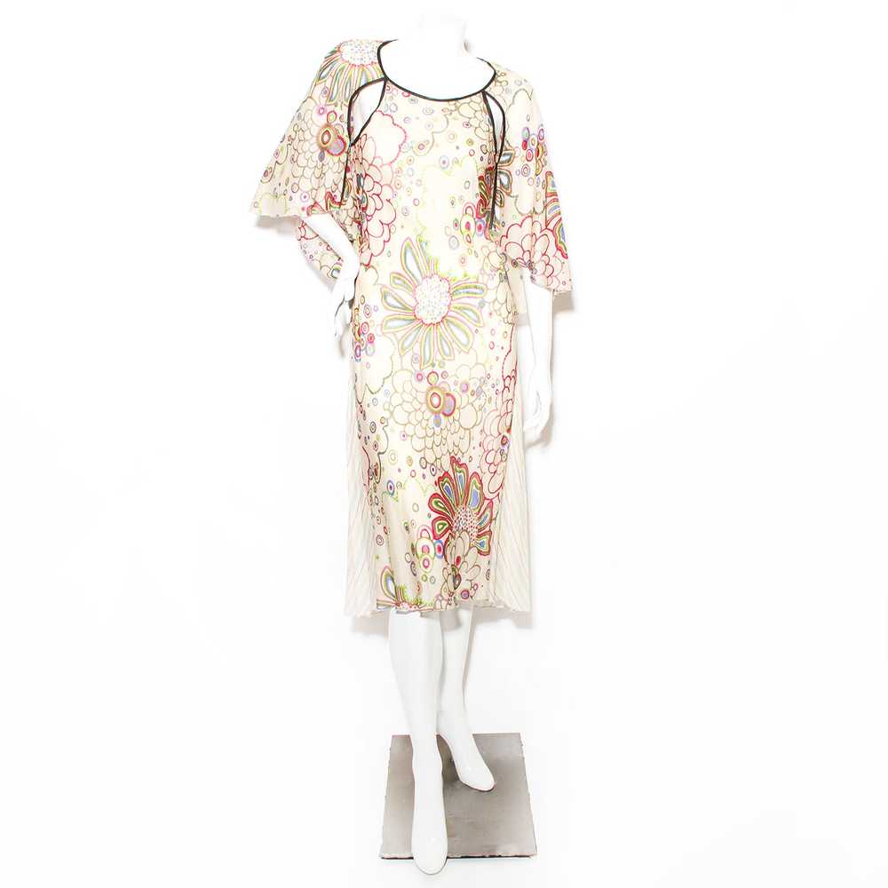Multicolored Semi-Sheer Floral Print Dress - image 1