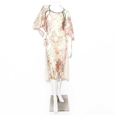 Multicolored Semi-Sheer Floral Print Dress - image 1
