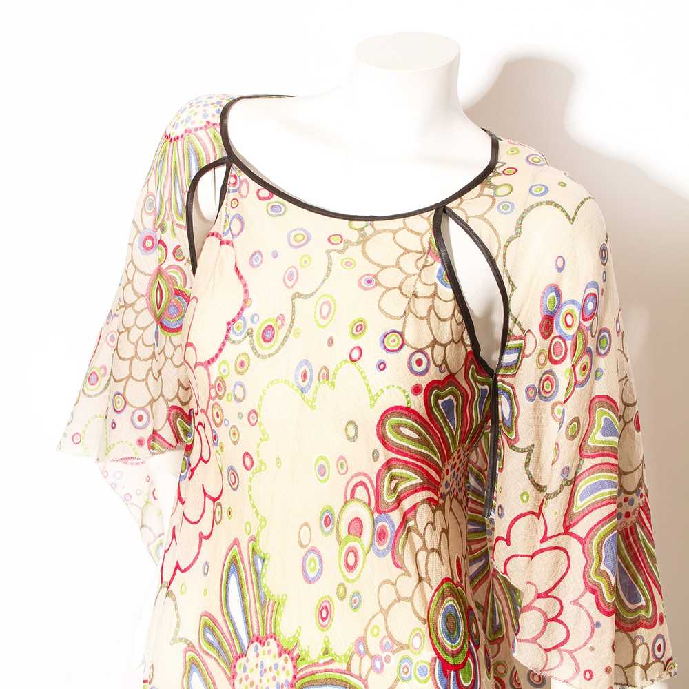 Multicolored Semi-Sheer Floral Print Dress - image 3
