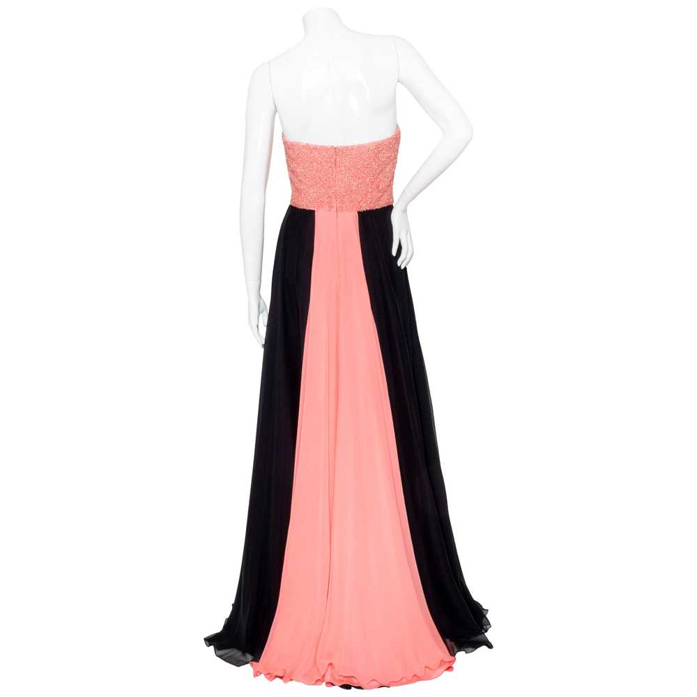 Pink and Black Silk Beaded Gown - image 3