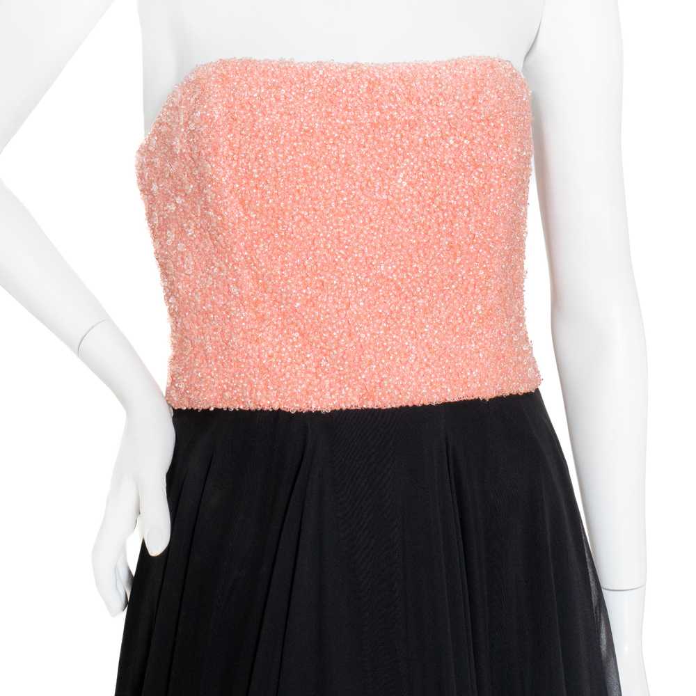 Pink and Black Silk Beaded Gown - image 4