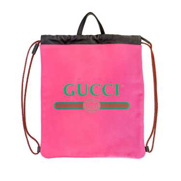 Pink Leather Logo Drawstring Backpack - image 1