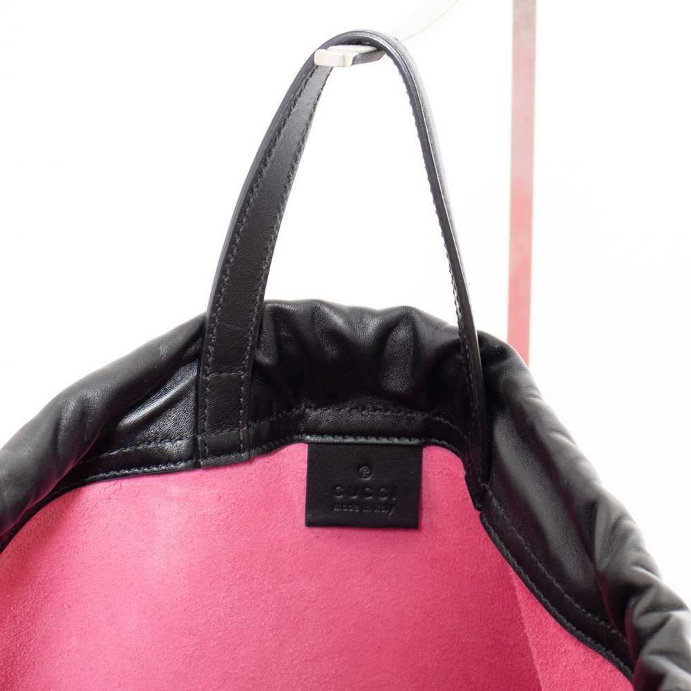 Pink Leather Logo Drawstring Backpack - image 3