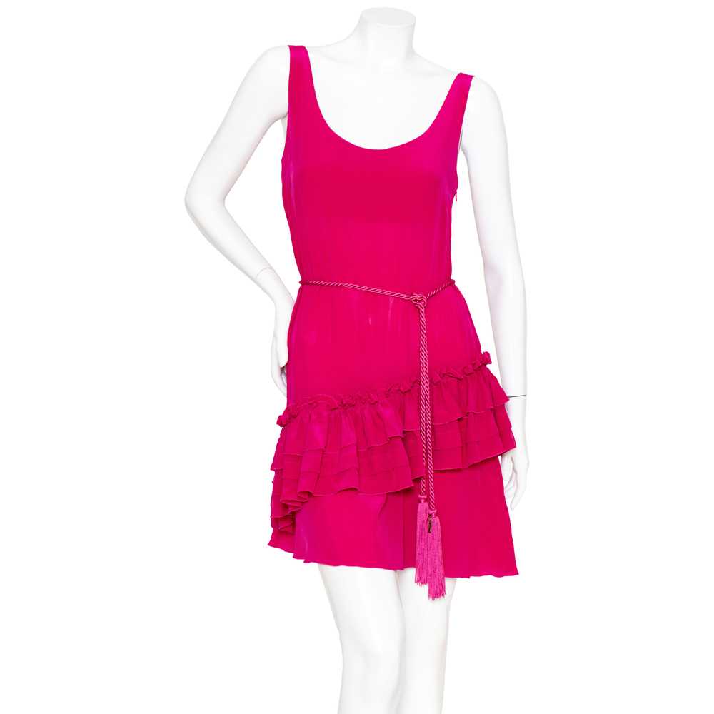 Pink Silk Georgette Ruffled Dress - image 1