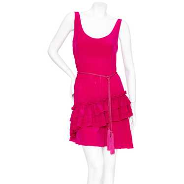 Pink Silk Georgette Ruffled Dress - image 1