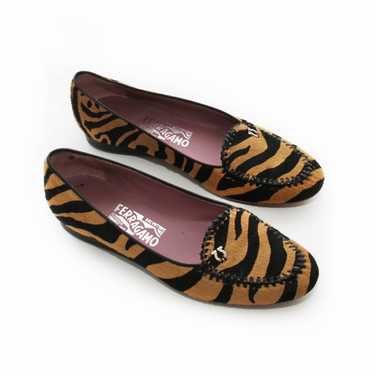 Pony Hair Tiger Patterned Driving Loafers - image 1