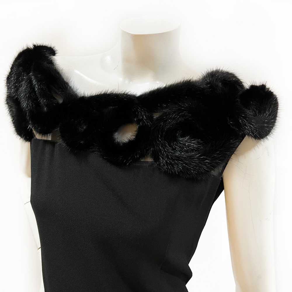 Silk Blend and Mink Fur Shift Dress - image 2