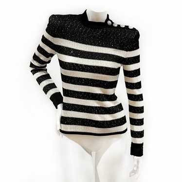 Striped Patterned Sparkle Sweater - image 1