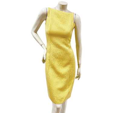 Yellow Cotton Textured Sheath Dress - image 1