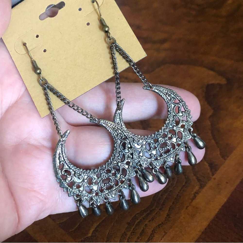 Jewelry Repurposed dark brass filigree chandelier… - image 2