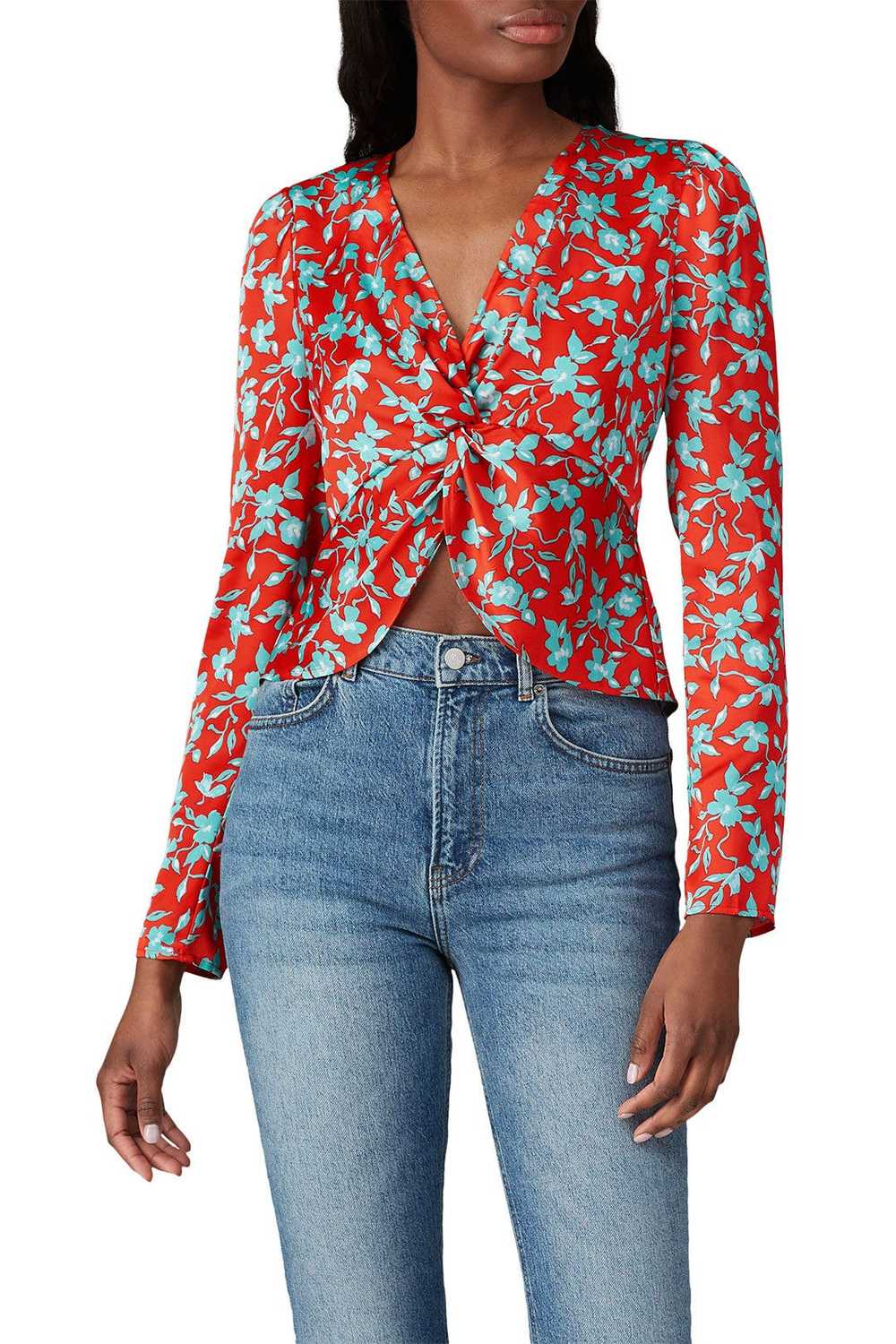 Love, Whit by Whitney Port Red Floral Crop Top - image 2