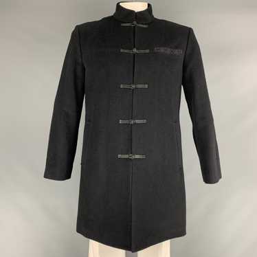 Other Chest Black Solid Wool Nehru Collar Coat