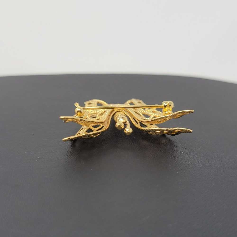 Monet Vintage Monet Signed Gold Tone Butterfly Br… - image 5