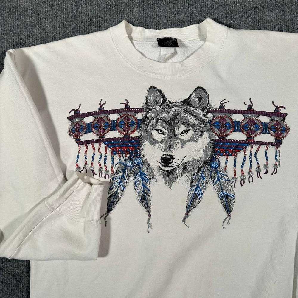 Hanes × Vintage Vintage Wolf Animal Sweatshirt Gr… - image 1