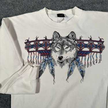 Hanes × Vintage Vintage Wolf Animal Sweatshirt Gra