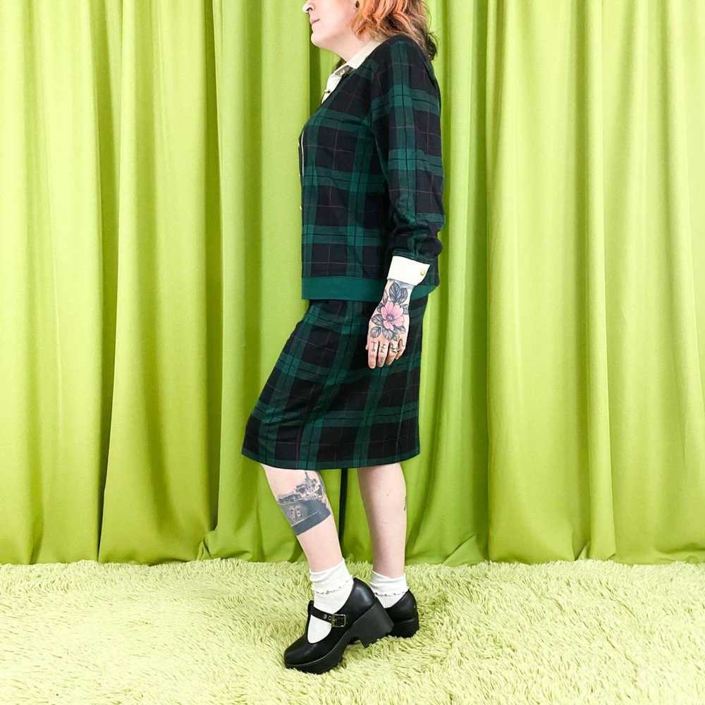 Other 80s Vintage Navy Blue Green Plaid 2 Piece C… - image 3
