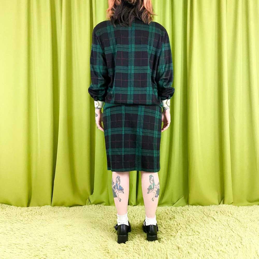 Other 80s Vintage Navy Blue Green Plaid 2 Piece C… - image 4