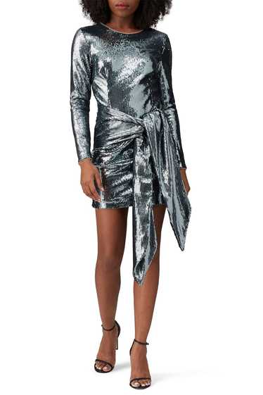 Toccin Gunmetal Front Tie Sequin Dress