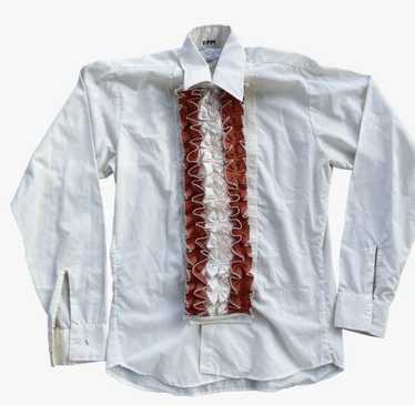 Vintage Vintage 1970’s Tuxedo Ruffle Dress Shirt … - image 1