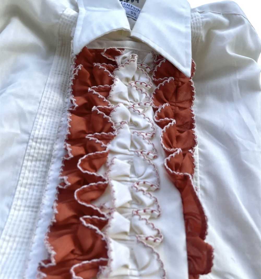 Vintage Vintage 1970’s Tuxedo Ruffle Dress Shirt … - image 4