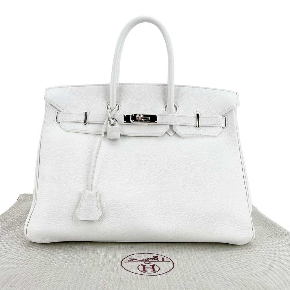 Hermes Hermes Clemence Leather Birkin 35 White wi… - image 2