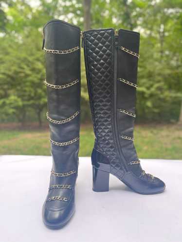 chanel gold boots