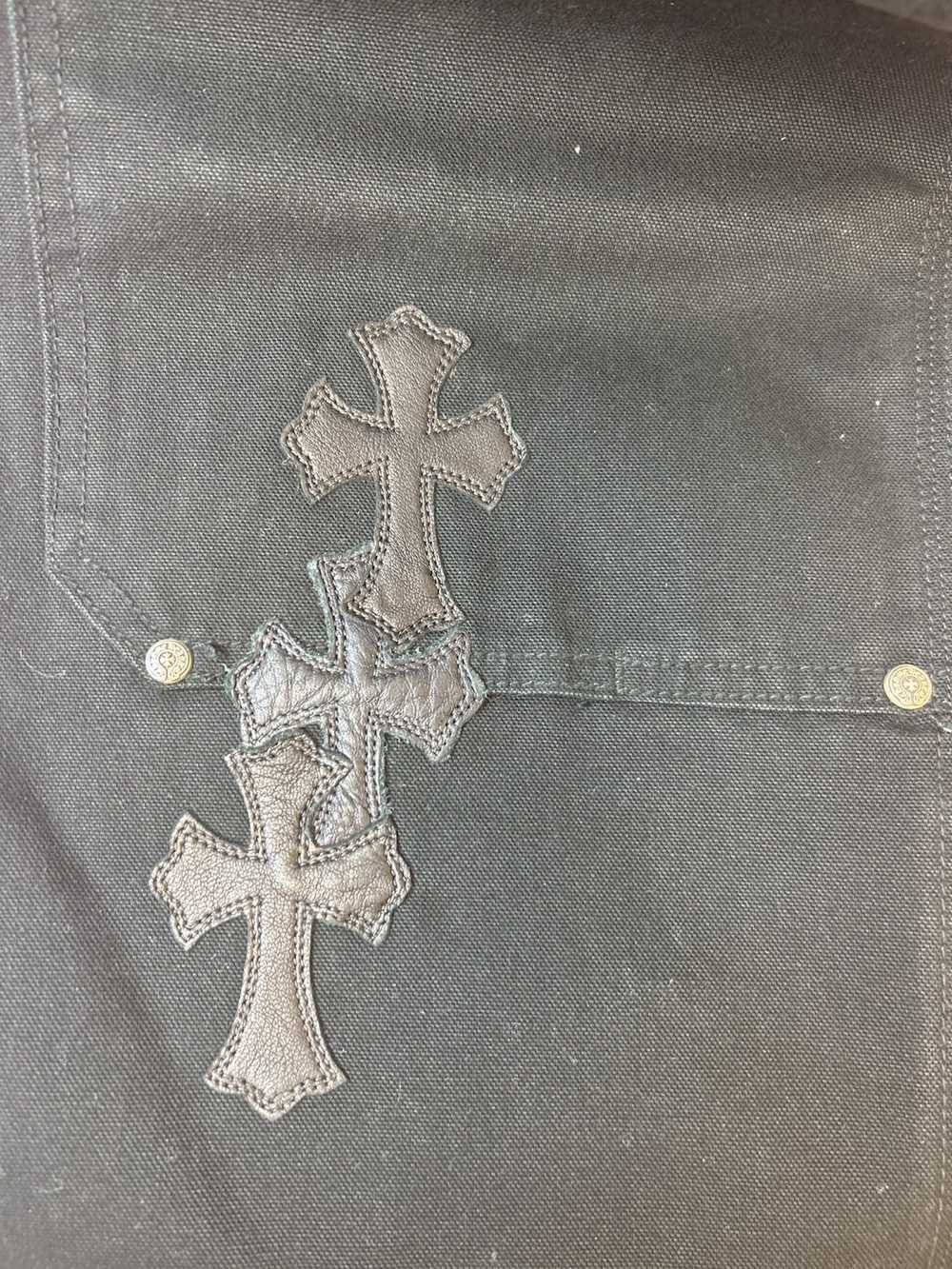 Chrome Hearts White & Blue Leather Cross Patches Jeans – SHENGLI