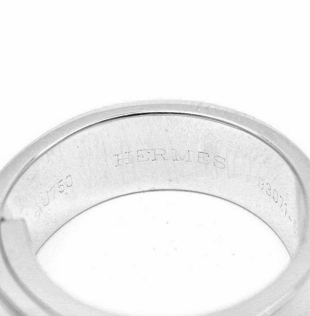 Hermes 18k White Gold "H" Lock Band Diamond Ring - image 4