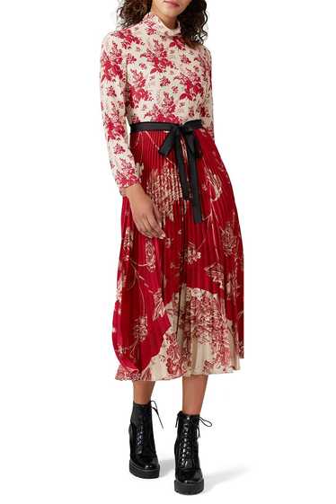 RED Valentino Pleated Mixed Floral Dress