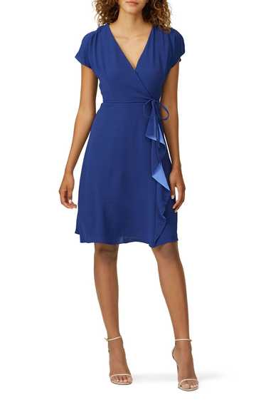 Adrianna Papell Blue A-Line Wrap Dress