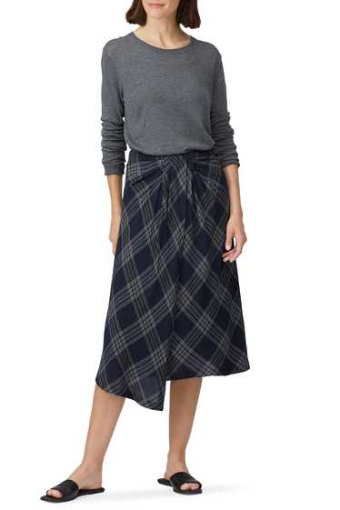 VINCE. Textured Plaid Drape Skirt