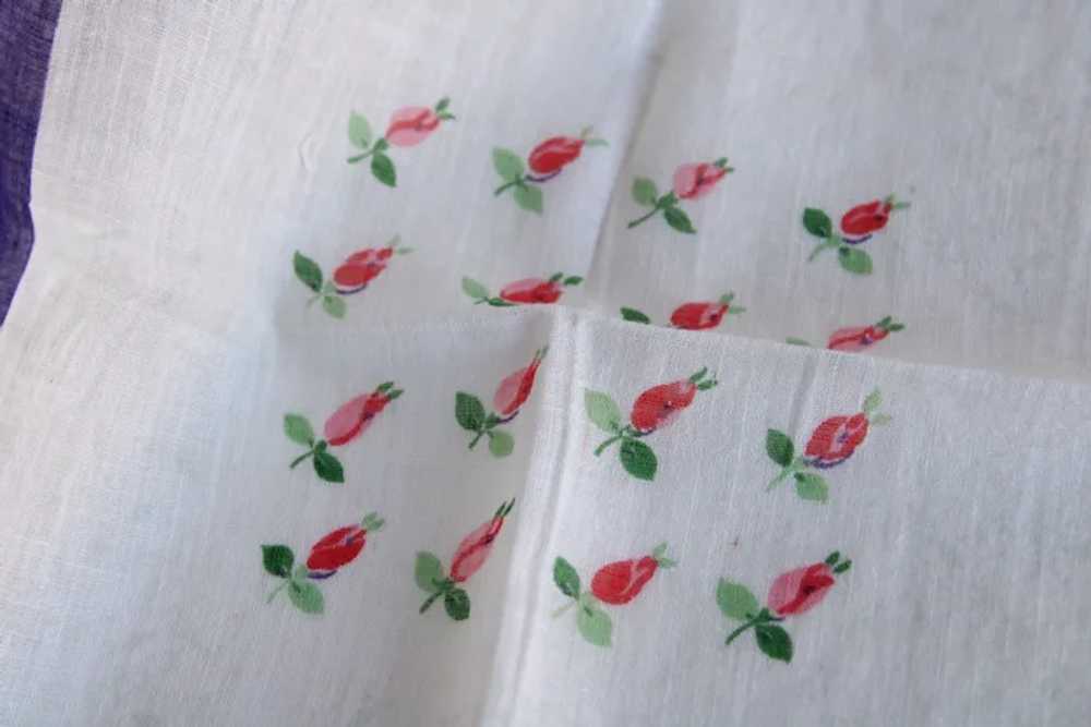 Vintage Handkerchief, Cotton Floral Print, Blue P… - image 8