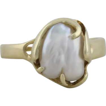14k Yellow Gold Keshi Pearl Ring Size 5 1/4 - image 1