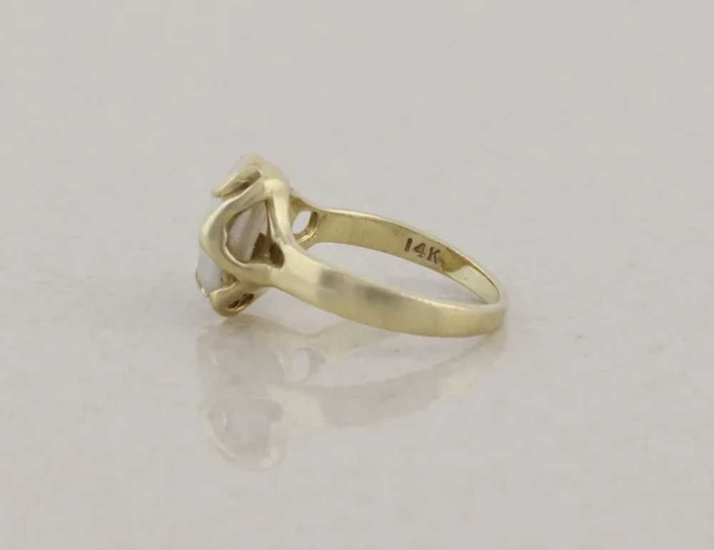 14k Yellow Gold Keshi Pearl Ring Size 5 1/4 - image 8