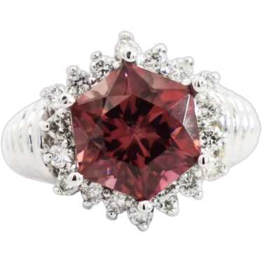 GIA Certified Hexagon Cut Pink Tourmaline with Di… - image 1