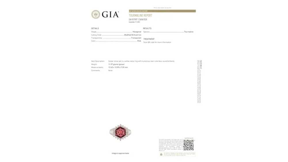 GIA Certified Hexagon Cut Pink Tourmaline with Di… - image 2