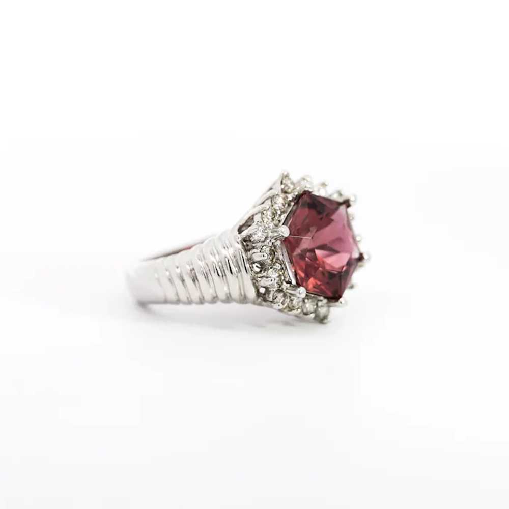 GIA Certified Hexagon Cut Pink Tourmaline with Di… - image 4