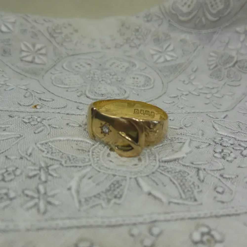 Antique Fine 18 KT Gold & Diamond Buckle Ring Ban… - image 2