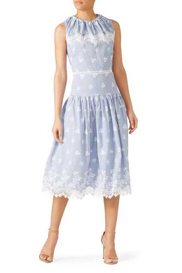 ML Monique Lhuillier Lace Hem Midi Dress