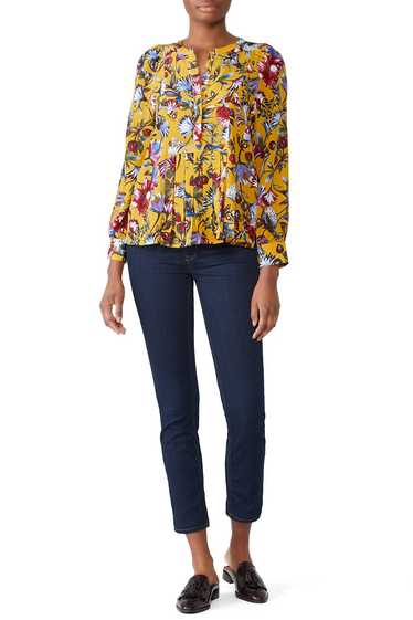 J.Crew Golden Floral Pleated Blouse