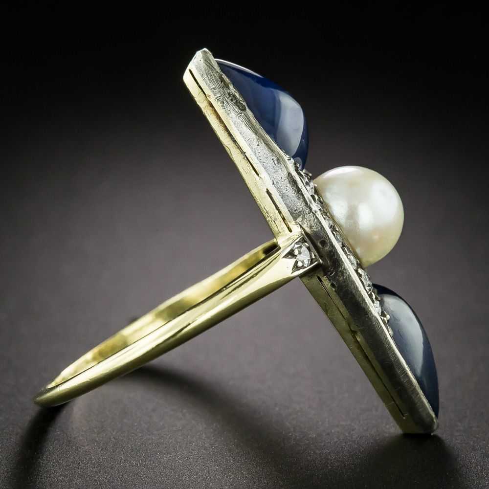 Victorian Pearl, No-Heat Sapphire and Diamond Din… - image 2